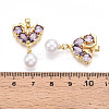 Brass Micro Pave Cubic Zirconia & ABS Imitation Pearl Pendants KK-T070-66A-3