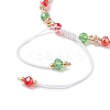 Christmas Handmade Glass Seed & Glass Braided Bead Bracelet BJEW-MZ00249-01-5