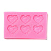 DIY Heart Patterns Cookie Food Grade Silicone Fondant Molds DIY-F072-14-1