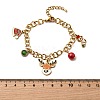 Christmas Theme 304 Stainless Steel Charm Bracelets for Women BJEW-Z142-04G-3