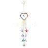 Wire Wrapped Natural Gemstone Heart Pendant Decorations HJEW-JM01038-4