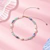 Natural Amethyst & Rainbow Moonstone & Amazonite & Cultured Freshwater Pearl Beads Braided Bead Bracelets for Women BJEW-JB12666-02-2