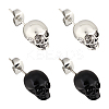 ANATTASOUL 2 Pairs 2 Colors Gothic Alloy Skull Stud Earrings for Women EJEW-AN0002-18-1