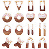 18Pcs 9 Styles Transparent Resin & Walnut Wood Pendants RESI-TA0003-35-1