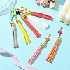 Cross Acrylic & Faux Suede Tassel Pendant Decorations HJEW-YW00078-01-4