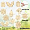 60Pcs 10 Style Spring theme Butterfly/Ladybird/Flower Unfinished Wood Pieces DIY-CJC0012-01-3
