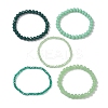 5Pcs 5 Styles Faceted Round Glass Beaded Stretch Bracelet Sets BJEW-JB10423-06-4