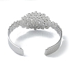 Non-Tarnish 304 Stainless Steel Oval Leaf Open Cuff Bangles for Women BJEW-U002-09P-3