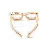 Brass Glasses Frame Open Cuff Ring for Women X-RJEW-F140-140KCG-2