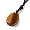 Adjustable Natural Mixed Gemstone Teardrop with Spiral Pendant Necklace with Nylon Cord for Women NJEW-L171-04-5