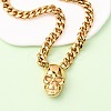 304 Stainless Steel Skull Pendant Cuban Link Chain Necklaces NJEW-C099-06G-2