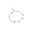 304 Stainless Steel & Synthetic Turquoise Charm Anklets FS-WGA577E-02-2
