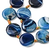 Natural Striped Agate/Banded Agate Coin Beads Strands G-NH0040-01H-3
