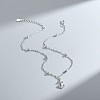 Anchor Brass Micro Pave Clear Cubic Zirconia Charm Anklets for Women FS-WGF32C0-01-3