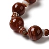 Natural Dyed & Heated Banded Agate 3-Hole Guru Bead Strands G-K149-55-3