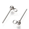 Non-Tarnish Original Color 304 Stainless Steel Ball Post Stud Earring Findings STAS-C018-23P-03-2