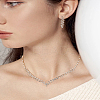 1 Set Iron Jewerly Sets. Rhinestone Necklace & Stud Earring Sets SJEW-LP0001-32KCG-1
