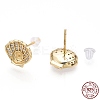 925 Sterling Silver Micro Pave Cubic Zirconia Stud Earring Findings STER-T004-40G-4