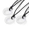Natural Quartz Crystal Ring Pendant Necklace with Waxed Cords NJEW-R262-01A-05-1