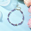 Natural Amethyst Chip & Glass Beaded Anklets AJEW-AN00682-02-1