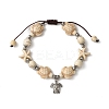 Starfish & Turtle Synthetic Turquoise Braided Beaded Bracelets BJEW-JB10926-02-2