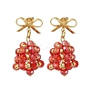 3 Pairs Christmas Bell Brass Dangle Stud Earrings EJEW-MZ00495-3