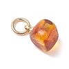 Natural Amber Cube Charms PALLOY-JF04971-01-4