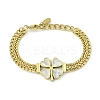 Natural Shell Clover Link Bracelets with 304 Stainless Steel Chains BJEW-Q775-08G-2