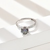 Rhodium Plated 925 Sterling Silver Moissanite Adjustable Rings for Women RJEW-U038-04P-2