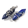 Dyed Natural Lapis Lazuli Double Terminal Pointed Pendants G-C144-03P-08-2