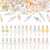 48Pcs 12 Styles Acrylic & Natural Pearl Flower Connector Charms PALLOY-CW00008-1