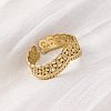Crown 304 Stainless Steel Open Cuff Ring for Women RJEW-Z083-03G-05-3