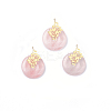 Natural Rose Quartz Pendants X-G-E088-03P-05-2