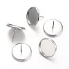 100Pcs Flat Round 304 Stainless Steel Stud Earring Settings STAS-TAG0001-12-2