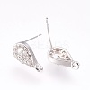 Brass Micro Pave Cubic Zirconia Stud Earring Findings LS-KK-F753-04P-RS-2