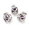 Natural Amethyst Round Ball Pendants G-Q163-05P-01-1