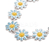 Enamel Daisy Link Chains Bracelet BJEW-P271-01P-03-2