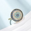 Brass Micro Pave Cubic Zirconia Cuff Open Rings for Women RJEW-K264-09C-G-2
