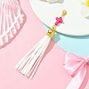 Cross Acrylic & Faux Suede Tassel Pendant Decorations HJEW-YW00078-01-1
