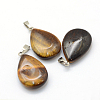 Teardrop Natural Tiger Eye Pendants X-G-Q368-06-2