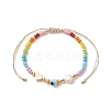 Colorful Glass Seed & Brass Braided Bead Bracelet BJEW-JB10138-01-1