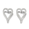 Clear Cubic Zirconia Heart Hoop Earrings EJEW-L292-003P-1