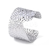 Non-Tarnish 304 Stainless Steel Textured Wide Open Cuff Bangles for Women BJEW-S155-05P-1