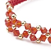 Glass Braided Flower Link Bracelet for Women BJEW-TA00130-03-4