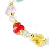 Transparent Glass Butterfly & Imitation Pearl Beaded Stretch Bracelets BJEW-JB10727-4