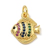 Rack Plating Brass Micro Pave Cubic Zirconia Charms KK-I718-03G-C-1