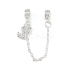 Brass Pave Clear Cubic Zirconia European Safety Chains with Charms KK-L236-16E-S-1