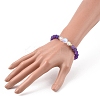 7Pcs 7 Color Natural Weathered Agate(Dyed) & Synthetic Moonstone Round Beaded Stretch Bracelets Set BJEW-JB09124-3