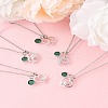 Valentine's Day 304 Stainless Steel & Green Glass Heart Pendant Cable Chain Necklaces for Women NJEW-FS00014-04-4