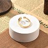 304 Stainless Steel Rhinestone Open Cuff Ring for Women LS-RJEW-F169-01G-07-3